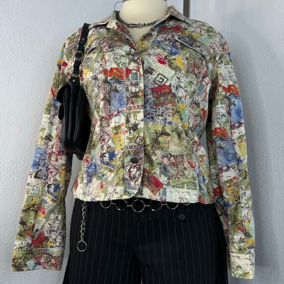Abstract All Over Graffiti Print Light-Wight Jacket Size XL - Picture 5 of 9